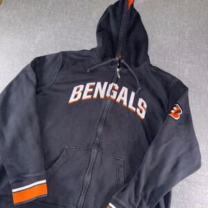 Majestic Cincinnati Bengals Zip Hoodie NFL Football Black Orange Men XL Jacket